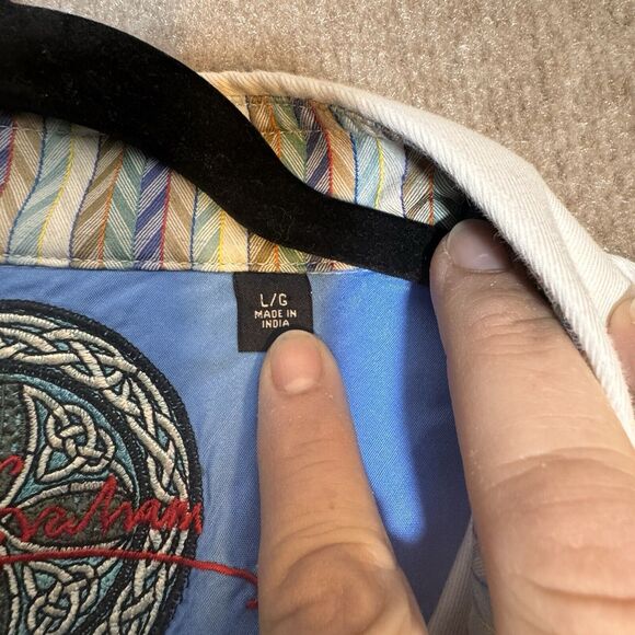 Robert Graham Men’s Large Paisley Button Up Flip Contrast Cuff Art To Wear Shirt - Picture 9 of 14